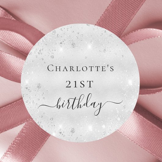 Monogram van het jaarlijkse zilverglitterstofmonog ronde sticker