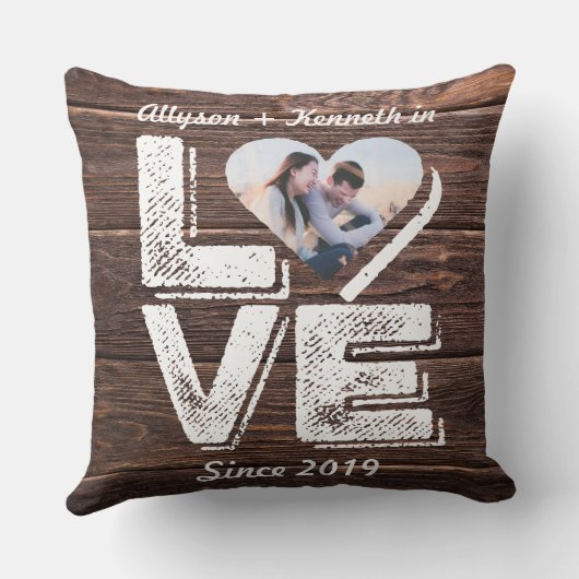 Monogram van het Lijst van het Hart van de Foto Kussen (Achterkant)