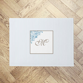 Monogram van het Manuscript Blue Stripe Fleur de L Deurmat