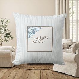 Monogram van het Manuscript Blue Stripe Fleur de L Kussen