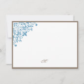 Monogram van het Manuscript Blue Stripe Fleur de L Notitiekaartje (Voorkant)