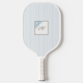 Monogram van het Manuscript Blue Stripe Fleur de L Pickleball Paddle (Voorkant)