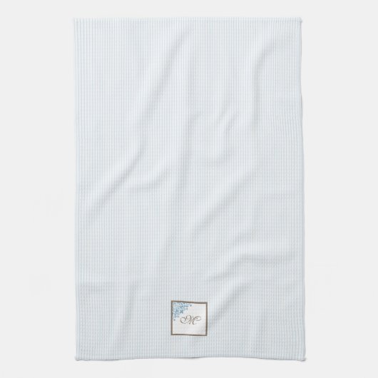 Monogram van het Manuscript Blue Stripe Fleur de L Theedoek (Verticaal)