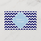 Monogram van het marinehok Chevron Blauwe Quatrefo Visitekaartje (Achterkant)