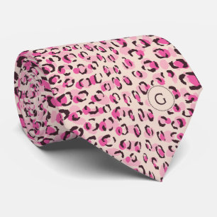 Monogram van het moderne chic roze cheetah-printpa stropdas