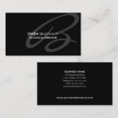 Monogram van het moderne en elegante zwarte monogr visitekaartje (Voorkant / Achterkant)