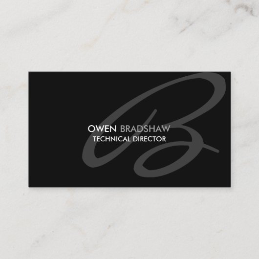 Monogram van het moderne en elegante zwarte monogr visitekaartje (Voorkant)