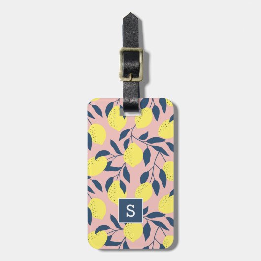 Monogram van het moderne fruitpatroon bagagelabel (Voorkant verticaal)