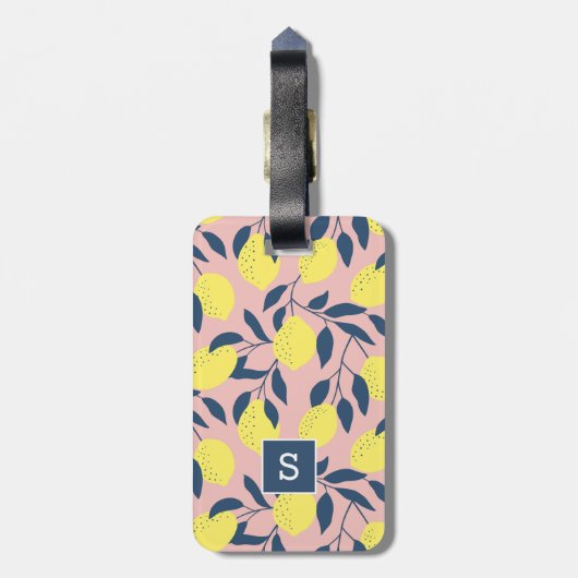 Monogram van het moderne fruitpatroon bagagelabel (Achterkant verticaal)