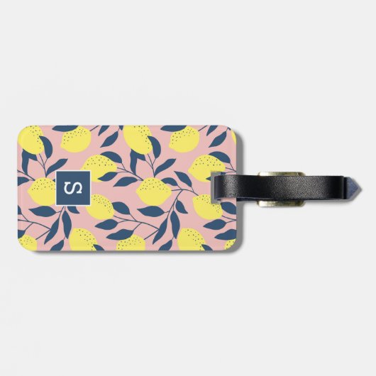 Monogram van het moderne fruitpatroon bagagelabel (Achterkant horizontaal)