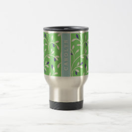Monogram van het moderne groene krullingspatroon reisbeker