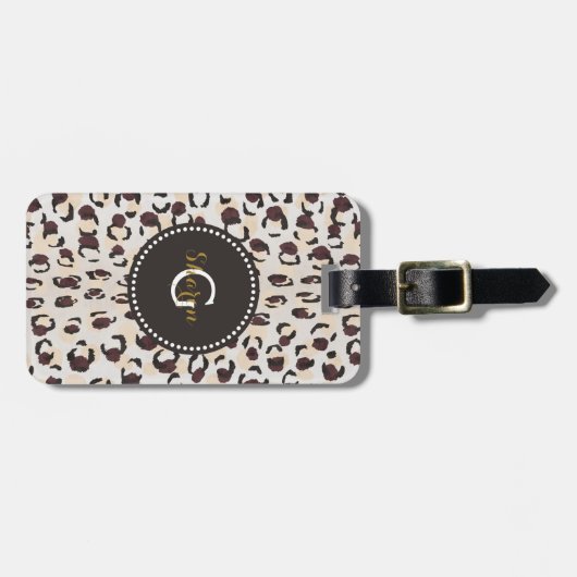 Monogram van het moderne kathedaap bagagelabel (Voorkant horizontaal)