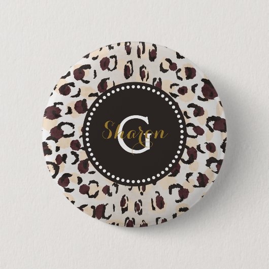 Monogram van het moderne kathedaap ronde button 5,7 cm (Voorkant)