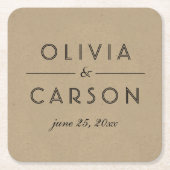 Monogram van het moderne Kraft- en Zwarte Weddensc Kartonnen Onderzetters (Voorkant)