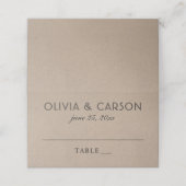 Monogram van het moderne Kraft- en Zwarte Weddensc Plaatskaartje (Buitenkant ongevouwen)