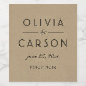 Monogram van het moderne Kraft- en Zwarte Weddensc Wijn Etiket (Enkel label)