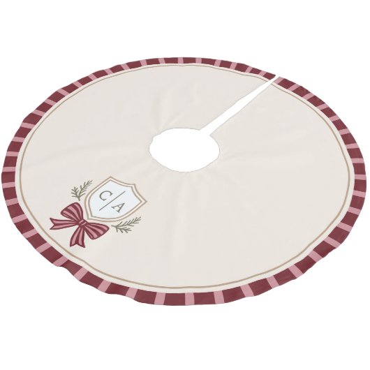 Monogram van het paar Crest Bow Kerstboomrok Kerstboom Rok (Gekanteld)