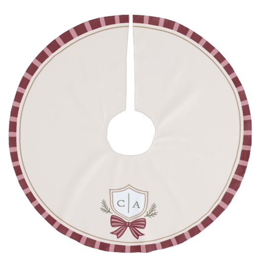 Monogram van het paar Crest Bow Kerstboomrok Kerstboom Rok (Voorkant)