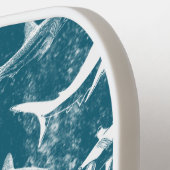 Monogram van het patroon van het Blauwe Shark Pickleball Paddle (Links Detail)