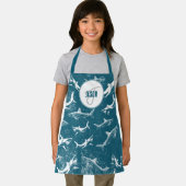 Monogram van het patroon van het Blauwe Shark Schort (Insitu)