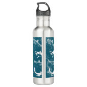 Monogram van het patroon van het Blauwe Shark Waterfles (Achterkant)