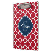 Monogram van het Red Lattice Pattern Navy Klembord (Links)