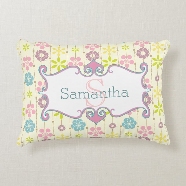 monogram van het schatkistpatroon van boho chic accent kussen (Voorkant)
