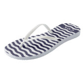 Monogram van het strand van Chic Navy Blue Nautica Teenslippers (Schuin)