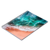 Monogram van het strand van de Moderne Blauwe ocea Notitieboek (Linkerzijde)