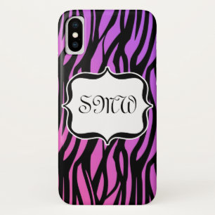 Monogram van het type Hot Paars/Roze Zebra Stripes iPhone X Hoesje