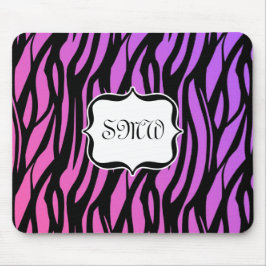 Monogram van het type Hot Paars/Roze Zebra Stripes Muismat