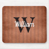 Monogram van het verbrande Oranje  Pinstripe Retro Muismat (Voorkant)