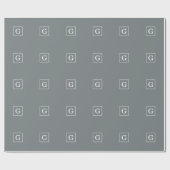 Monogram van het witte Initiaal van de Kool Gray Cadeaupapier (Vlak)
