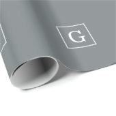 Monogram van het witte Initiaal van de Kool Gray Cadeaupapier (Rol Hoek)