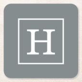 Monogram van het witte Initiaal van de Kool Gray Kartonnen Onderzetters (Voorkant)