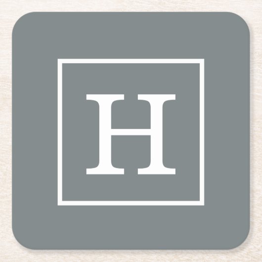 Monogram van het witte Initiaal van de Kool Gray Kartonnen Onderzetters (Voorkant)