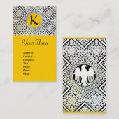 MONOGRAM VAN HET ZWART- EN WITTE ROMAAL-DAMASKMONO VISITEKAARTJE (Voorkant / Achterkant)