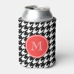 Monogram van het zwart-wit-koraal blikjeskoeler