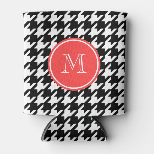 Monogram van het zwart-wit-koraal blikjeskoeler (Voorkant)