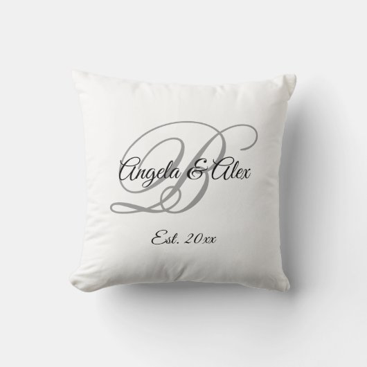 Monogram van het zwarte en grijze Fancy Jubileum Kussen (Voorkant)