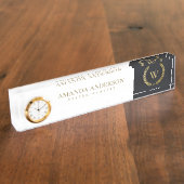 MONOGRAM VAN HET ZWARTE GOUD FLORAL LAUREL WREATH NAAMBORDJE (Zijkant)