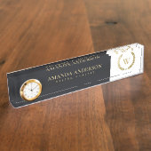 MONOGRAM VAN HET ZWARTE GOUD FLORAL LAUREL WREATH  NAAMBORDJE (Zijkant)