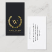 MONOGRAM VAN HET ZWARTE GOUD FLORAL LAUREL WREATH  VISITEKAARTJE (Voorkant / Achterkant)