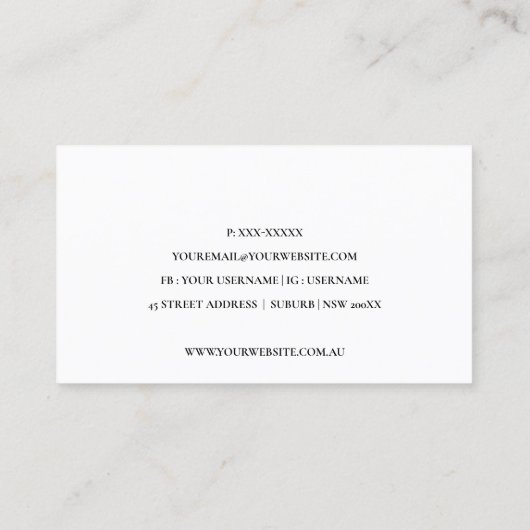 MONOGRAM VAN HET ZWARTE GOUD FLORAL LAUREL WREATH  VISITEKAARTJE (Achterkant)