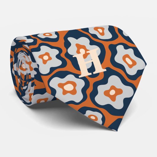 Monogram van kobaltblauwen en -eitjes stropdas (Opgerold)