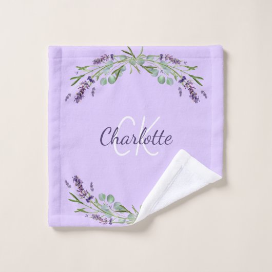 Monogram van lavenaarsbloemkolen bad handdoek (Wasdoekje)