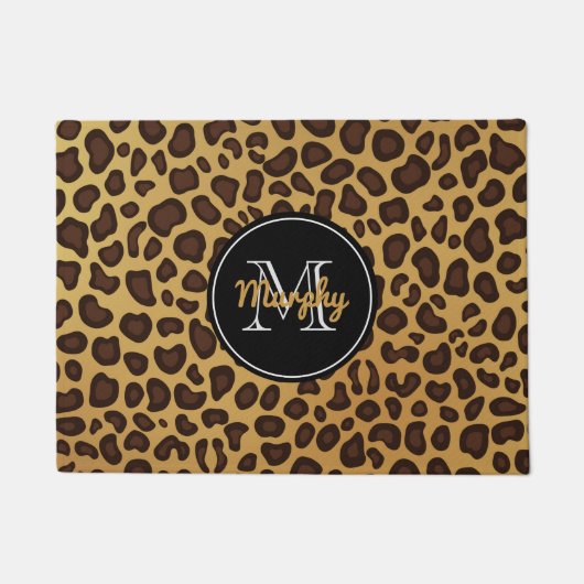 Monogram van leopard Spot Wild Animal Print Family Deurmat (Voorkant)