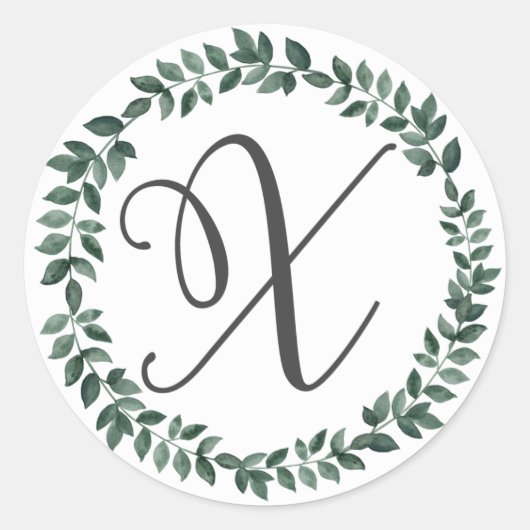 Monogram van letter X Minimalistische botanische b Ronde Sticker (Voorkant)