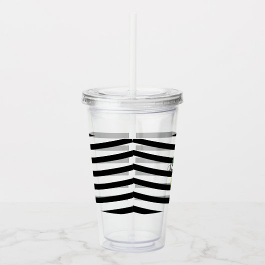 Monogram van Limoncillo Ribbon Stripes van Lemon L Acryl Drinkbeker (Rechts)