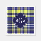 Monogram van Madras van de ananas het Marineblauwe Servet (Voorkant)